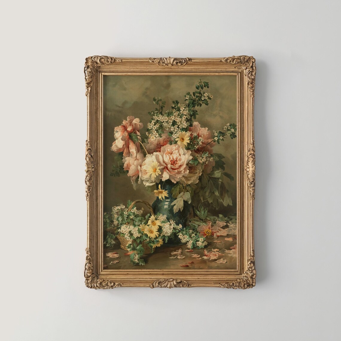 Grand Mixed Rose Bouquet in Classic Floral Still Life Oil Poster