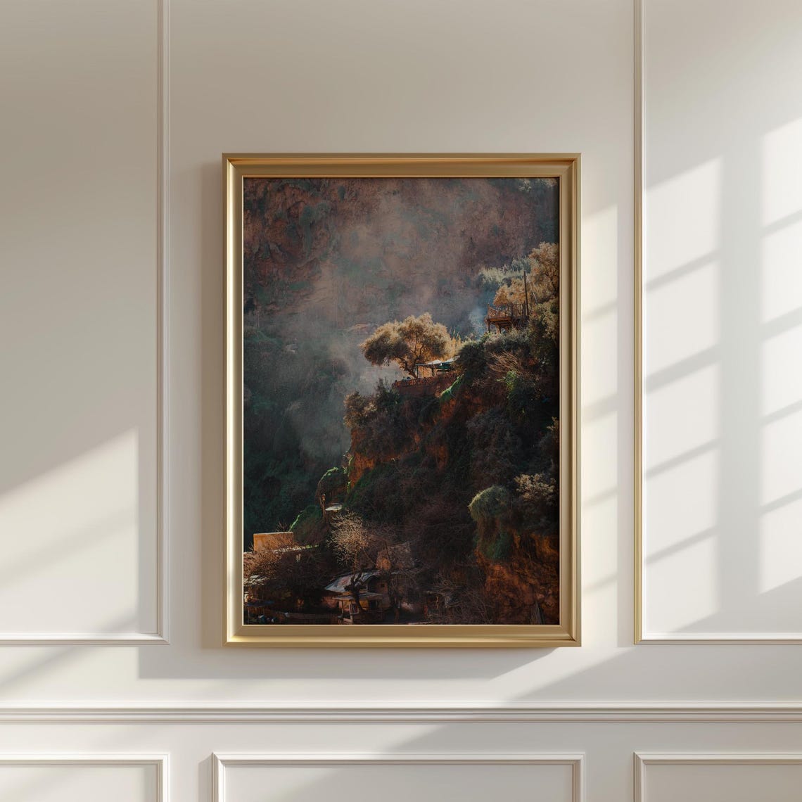 Misty Forested Hillside Village Moody Landscape Photo Poster - Image 5