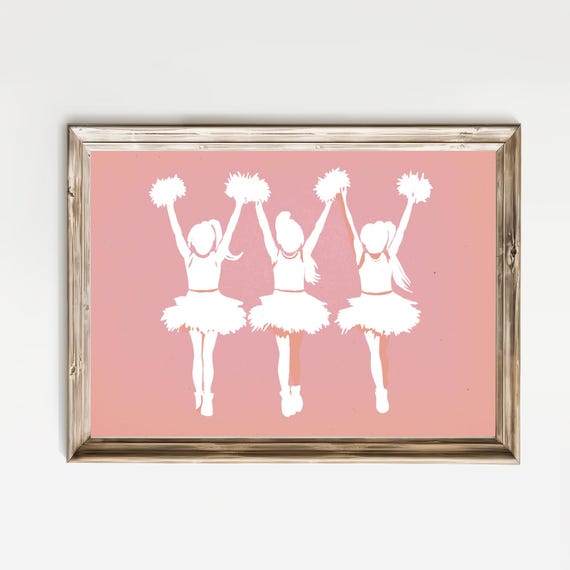 Cheerleading Girls Room Print Cheerleading Wall Art Girl Sport Decor Cheerleader Poster Art Girls Dancing Roompink Girls Room Decor
