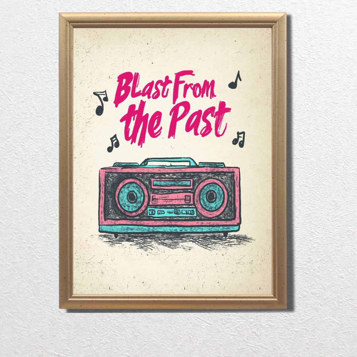 Classic Blast From the Past Retro Boombox Music Quote Poster - Image 3