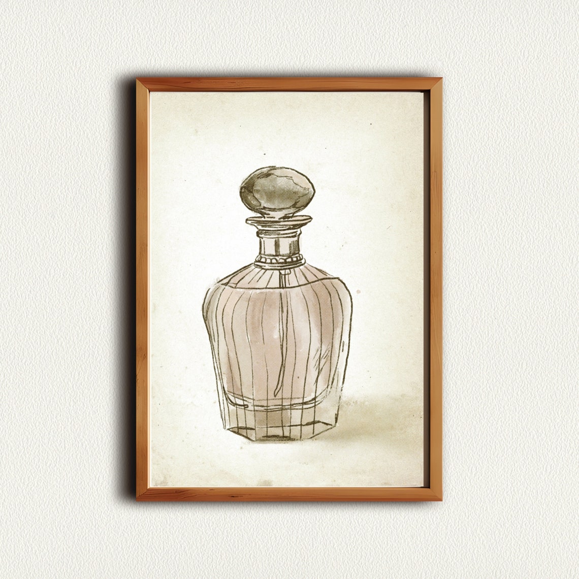 Antique Glass Perfume Bottle Decanter Vintage Ink Sketch Print - Image 2