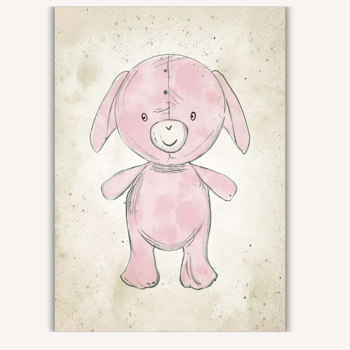 Vintage Nursery Teddy Bear Print Pink Baby Girl Wall Art Vintage Toy Vintage Illustration Girls Room Decor - Image 3