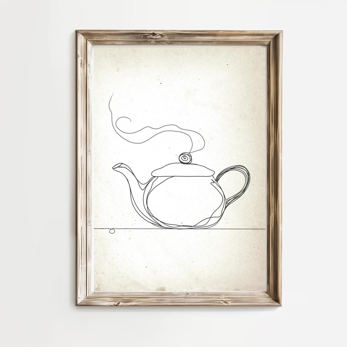 Minimalist Continuous Line Art Teapot Steam Kitchen Wall Poster