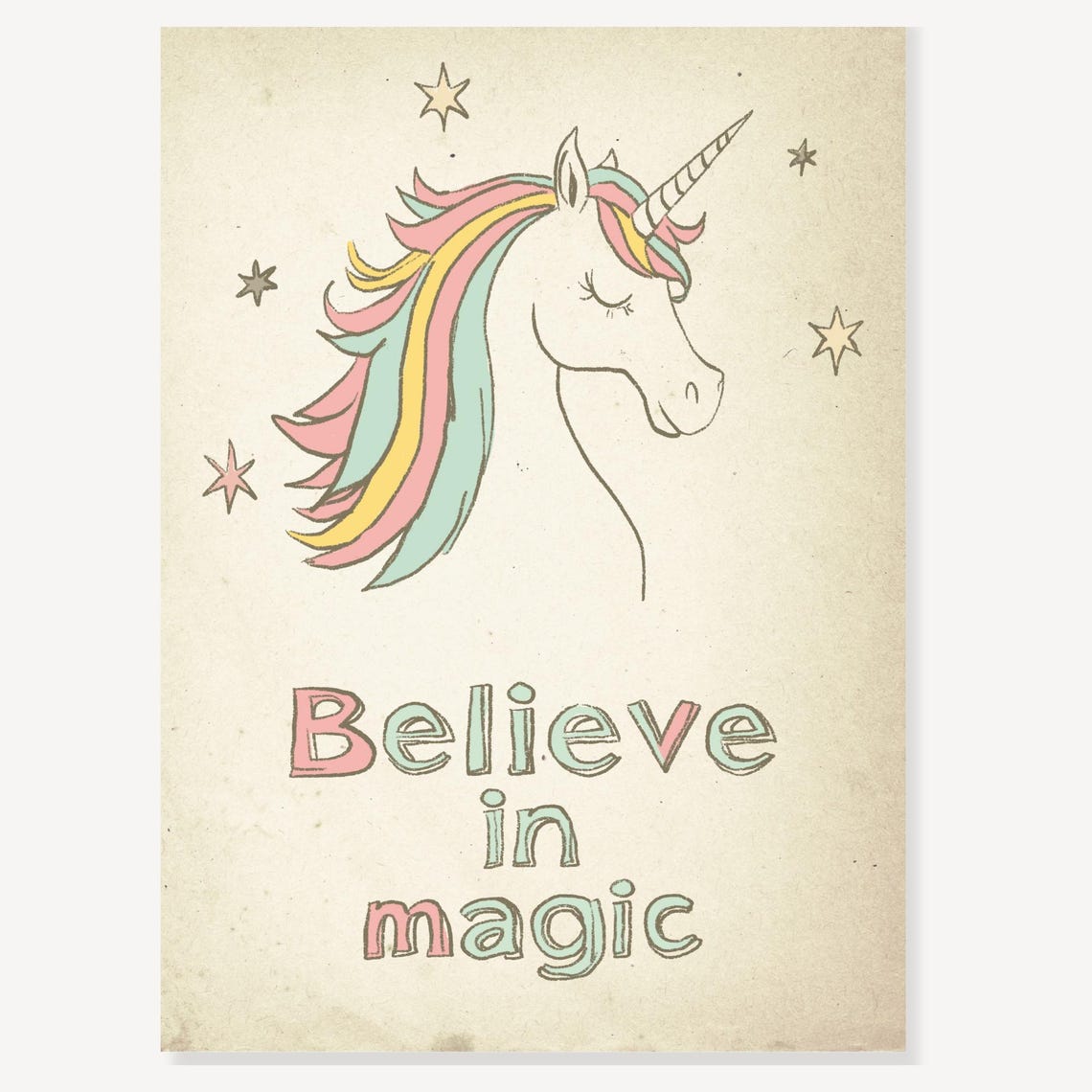 Believe in Magic Cute Unicorn Kids Room Dreamy Affirmation Poster - Image 2
