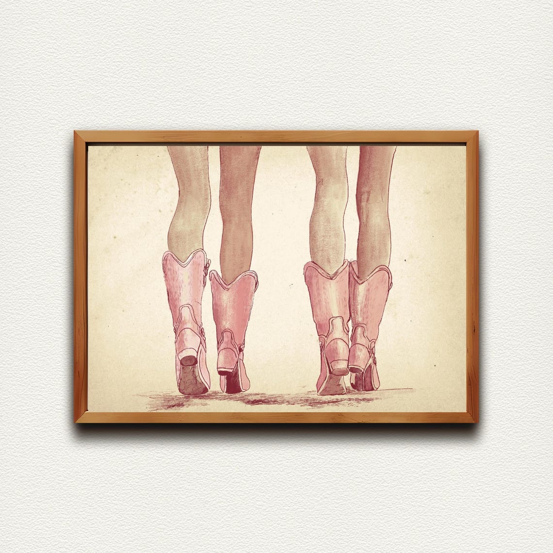 Coastal Cowgirl Vintage Poster Print Pink Cowgirl Boots Trendy Preppy Cowgirl Dorm Room Wall Art Decordigital - Image 4