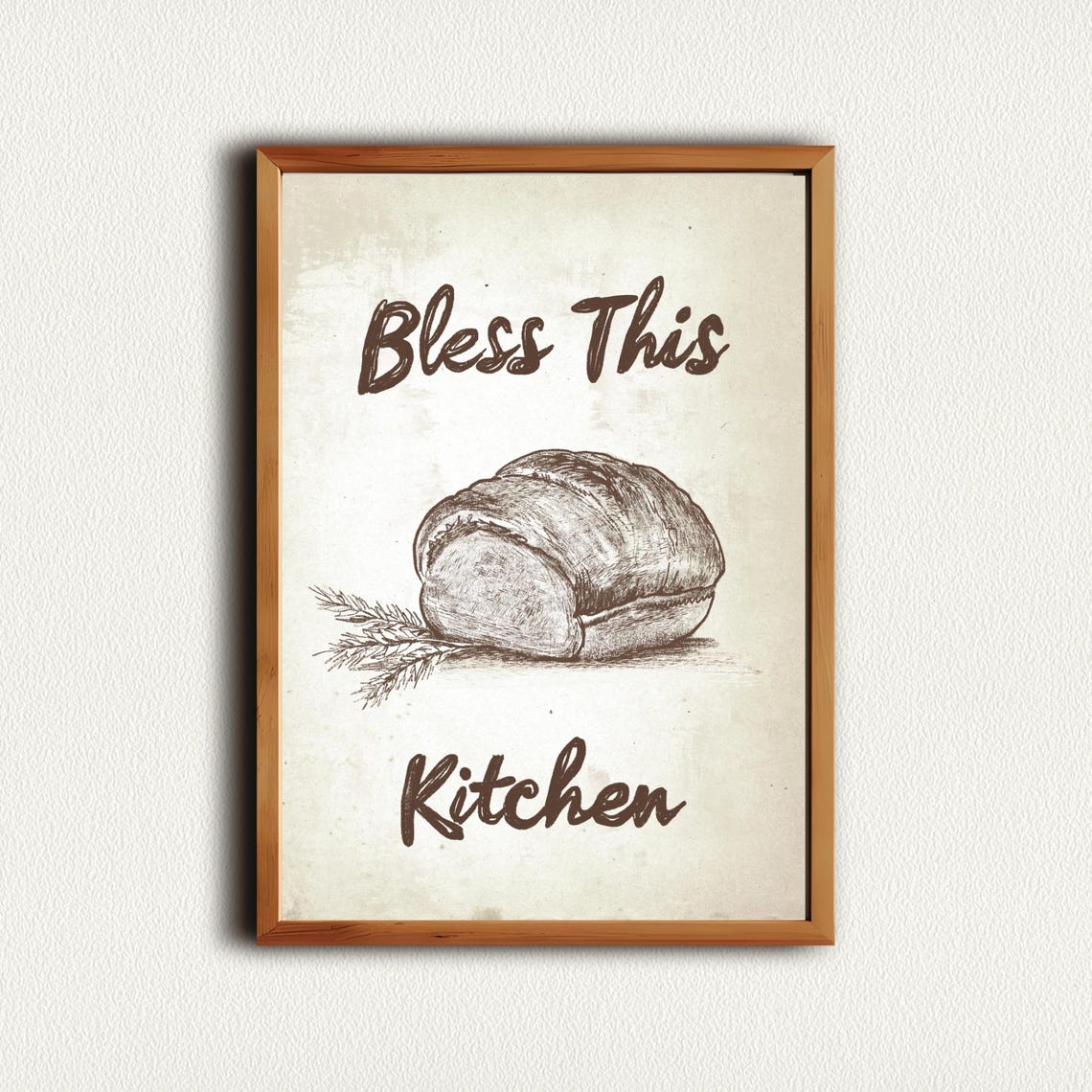 Bless This Kitchen Rustic Bread Loaf Vintage Farmhouse Art Poster - Image 4