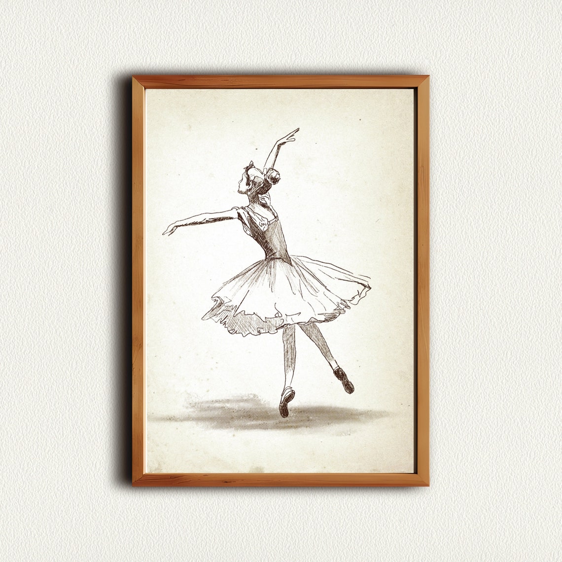 Leaping Ballerina Arabesque Vintage Ink Sketch Tutu Dance Poster - Image 3