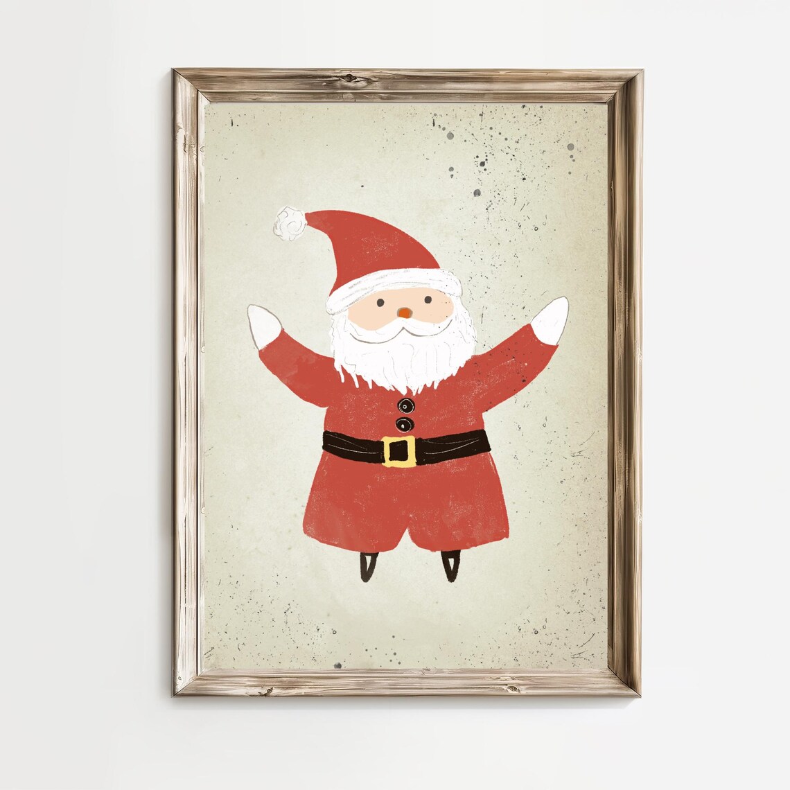 Santa Claus with Gold Buckle Belt Vintage Christmas Art Print