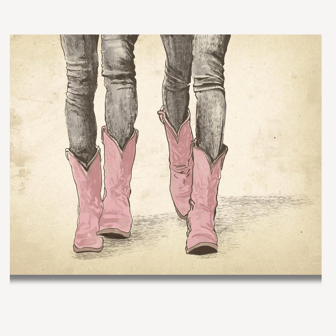 Coastal Cowgirl Vintage Poster Print Pink Cowgirl Boots Trendy Preppy Cowgirl Dorm Room Wall Art Decordigital - Image 2