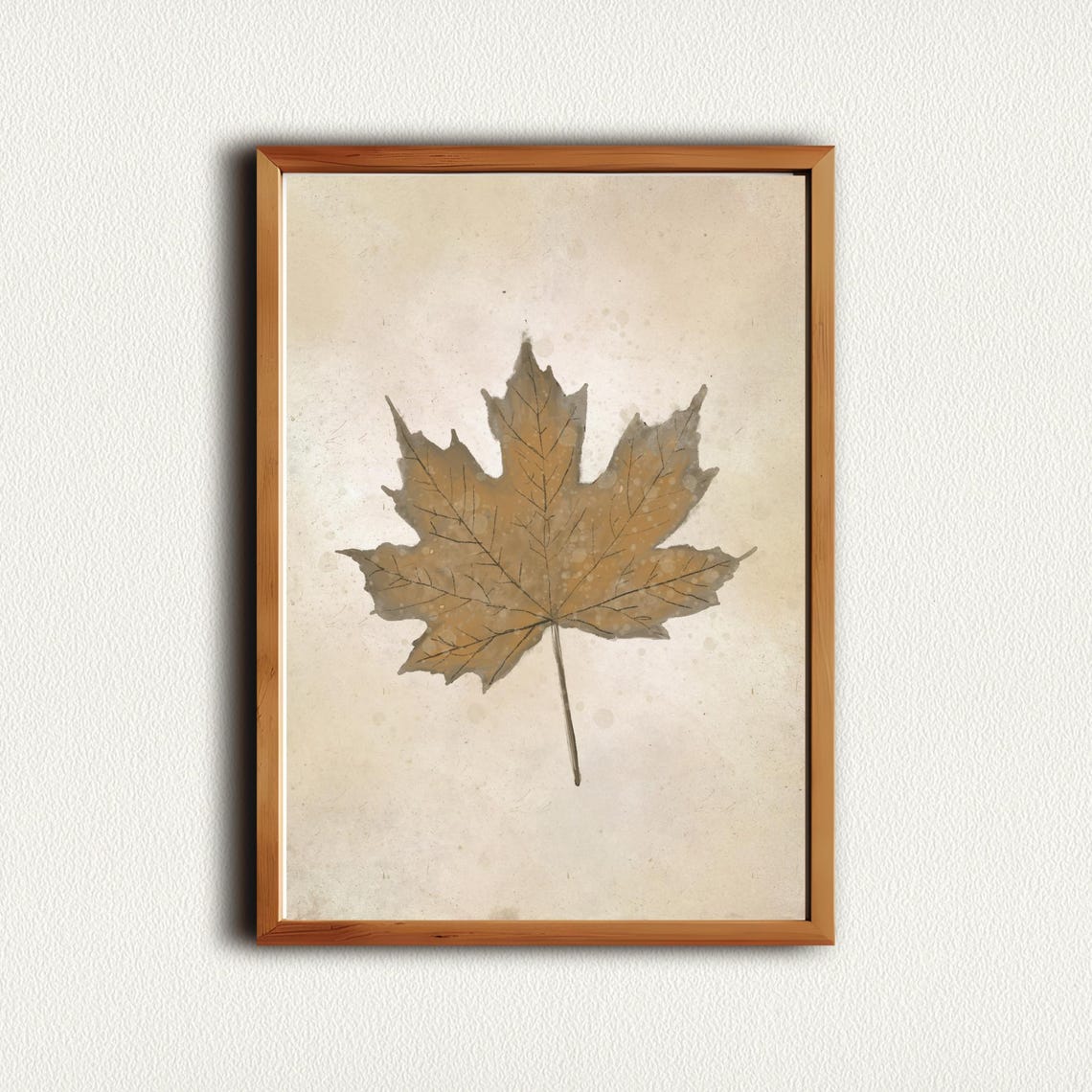 Golden Brown Maple Leaf Single Leaf Vintage Botanical Wall Art - Image 3