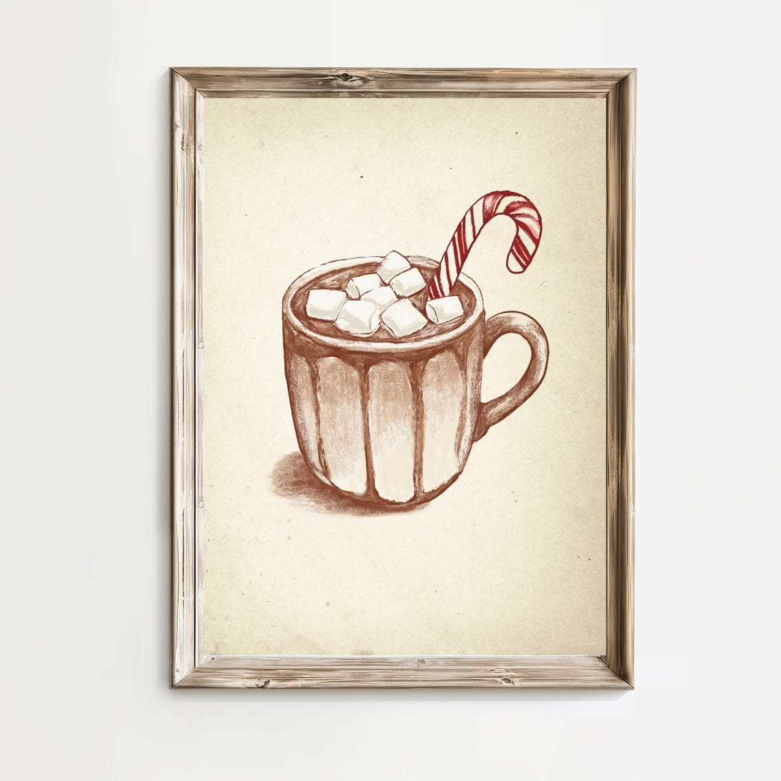 Hot Chocolate With Marshmallows And Candy Cane Christmas Poster