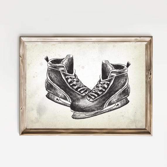 Hockey Skates Wall Art Vintage Sport Nursery Decor Ice Hockey Gallery Wall Prints Hockey Poster
