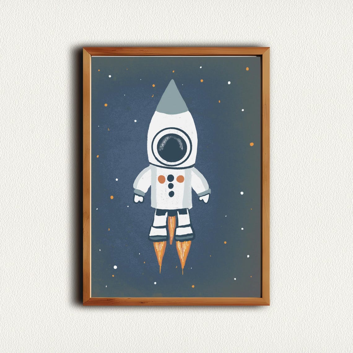 Vintage Rocket Astronaut Character Nursery Outer Space Poster - Image 4
