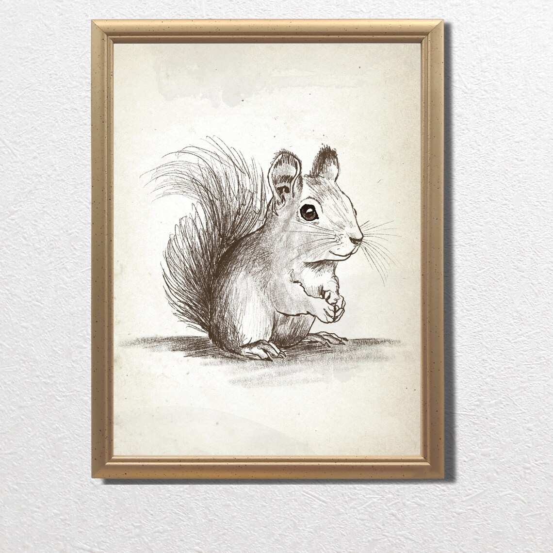 Vintage Squirrel Pencil Sketch Woodland Animal Nursery Wall Art - Image 3