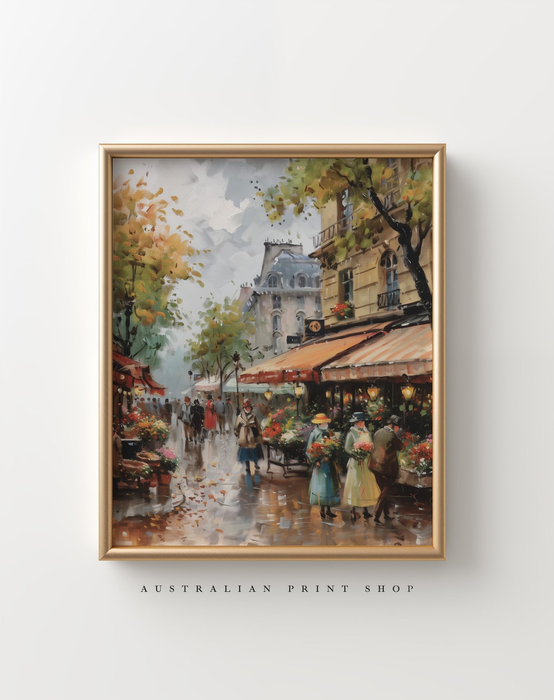 Vintage Street Cityscape Painting Moody Oil Painting Print Spring Wall Art French Cottage Wall Decor - Image 6
