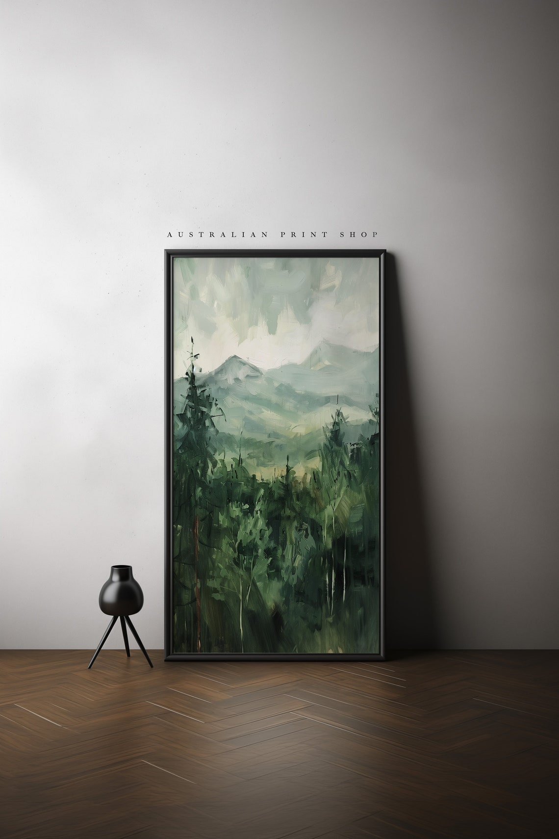Moody Country Landscape Vintage Oil Painting Art Farmhouse Cottagecore Decor - Image 3