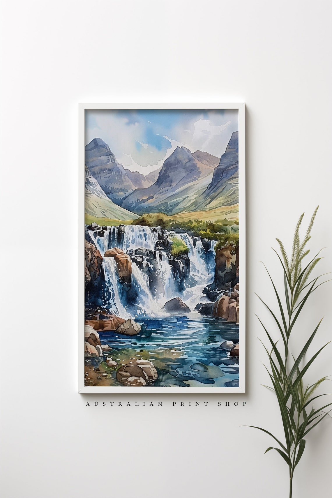 Fairy Pools Watercolor Art Highlands Art Print Mountain Landscape Print Waterfall Painting - Image 5