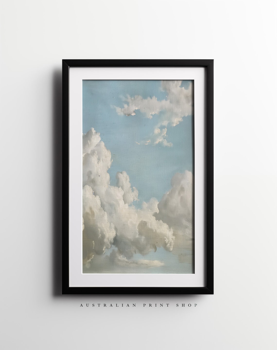 Neutral Cloud Painting Vintage Cloud Print Muted Sky Print Nursery Art Country Farm Art - Image 3