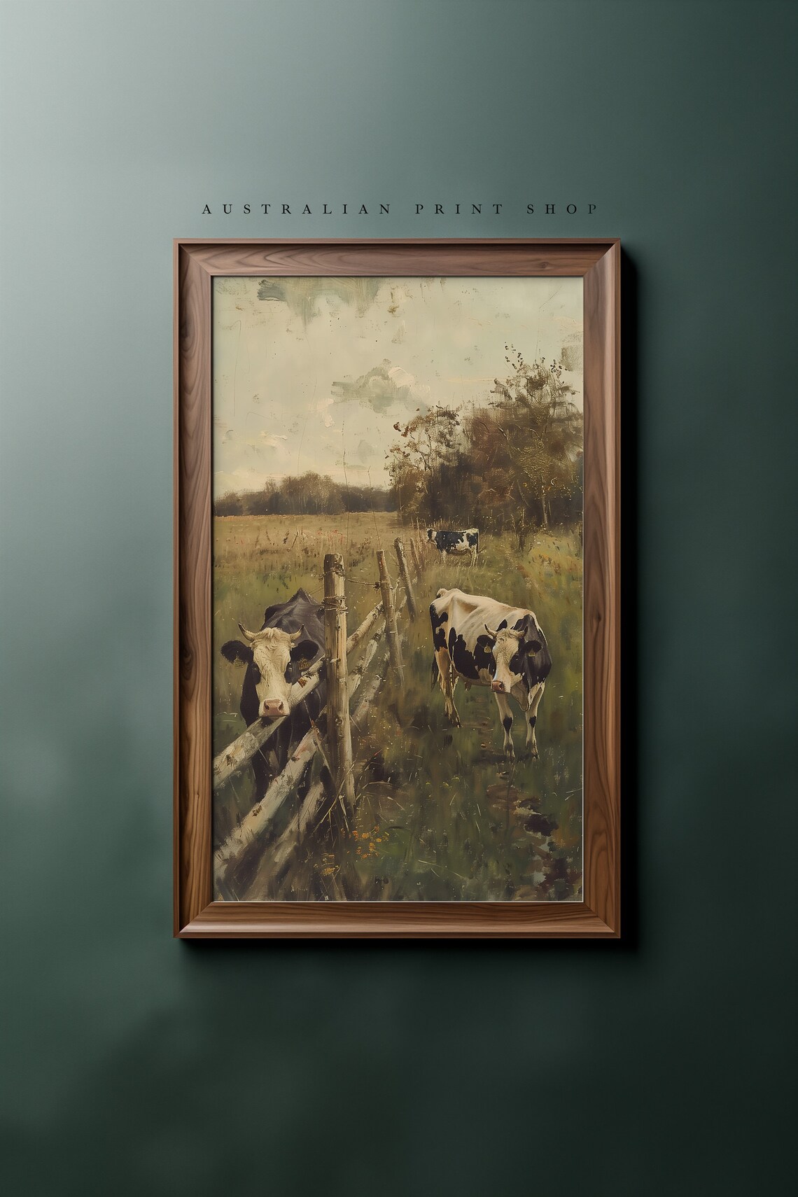 Vintage Country Cows, Australian Outback Art Print - Image 2