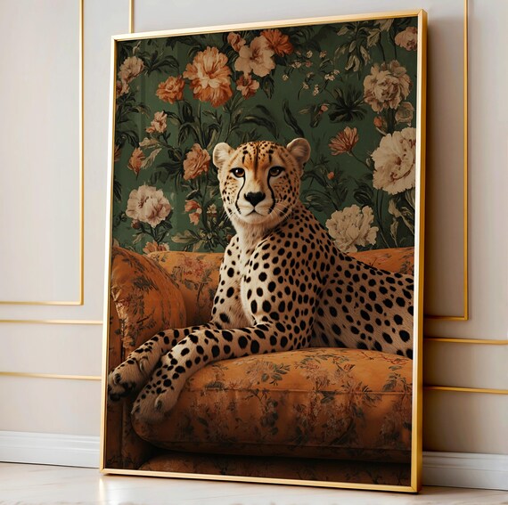 Maximalist Cheetah Printcheetah Wall Art Poster Animal Decor Luxury Print Boho