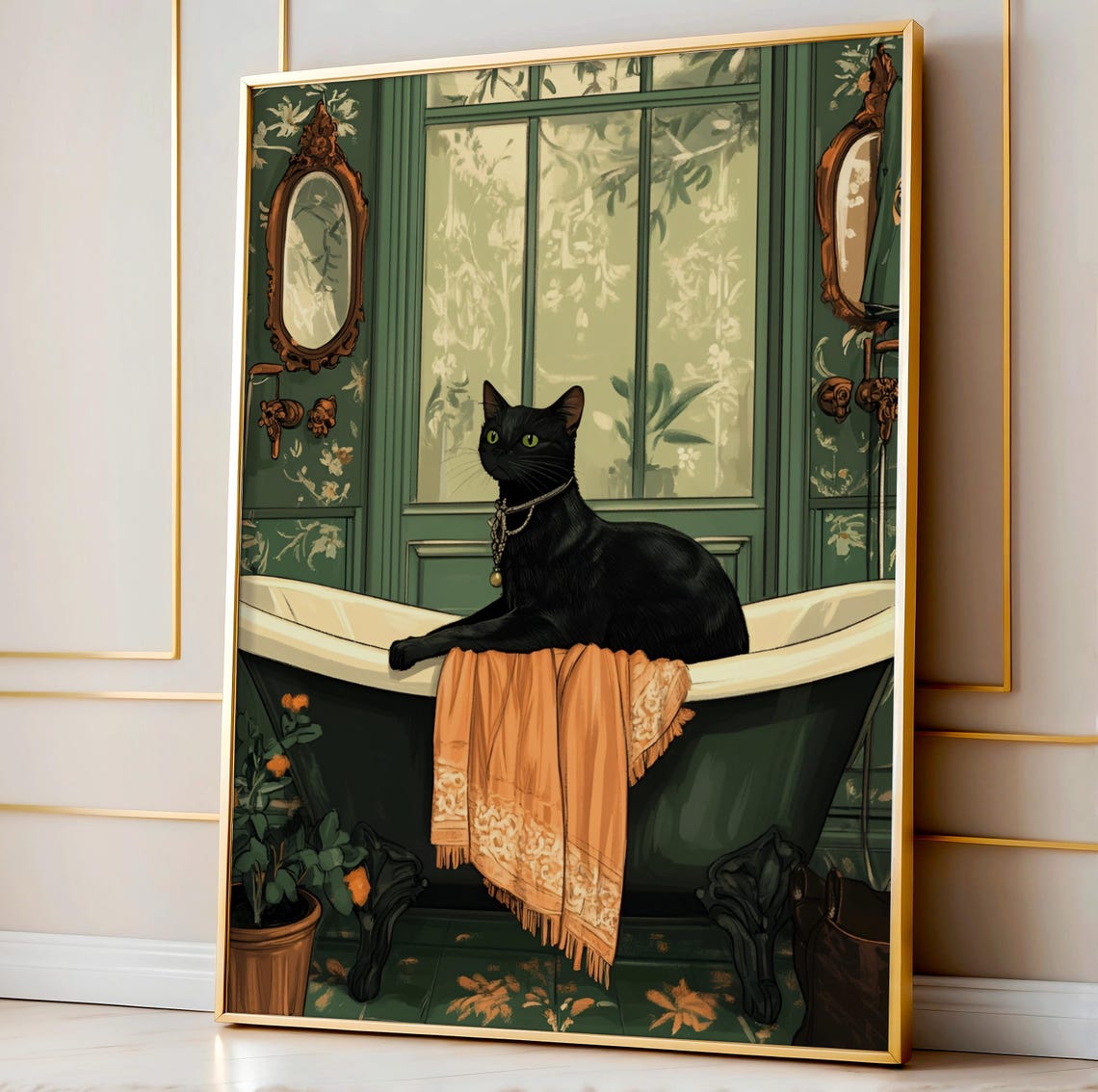 Bathroom Cat In A Bathtub Poster Print