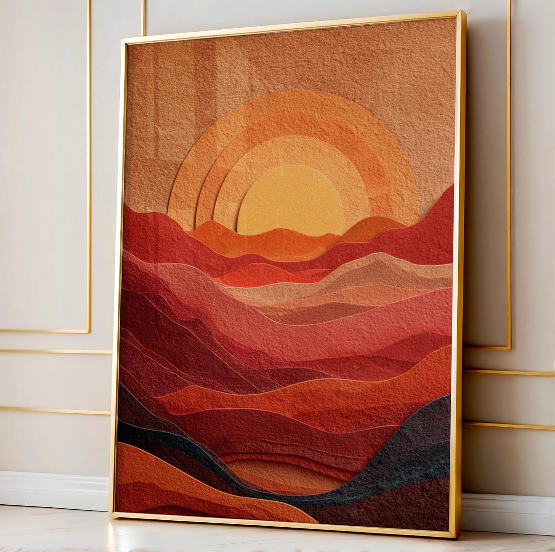 Layered Desert Sunset Mesa Southwestern Boho Abstract Poster