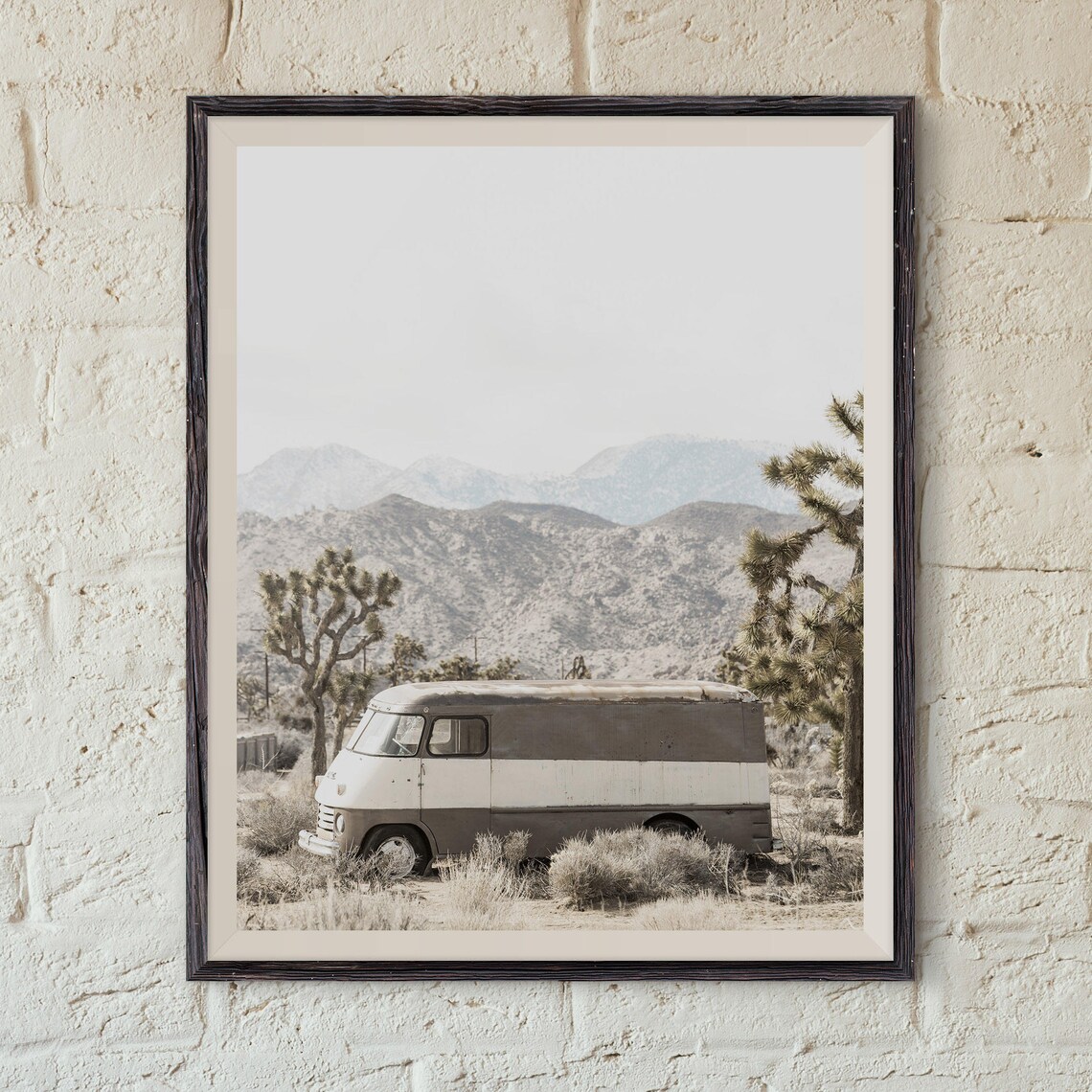 Retro Van Near Joshua Tree Travel Poster