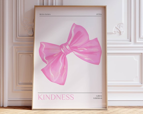 Quote Inspirational Coquette Ribbon Wall Art Trendy Pink Decor Pink Bow Wall Art Preppy Room Decor Motivational Poster Aesthetic Home Decor