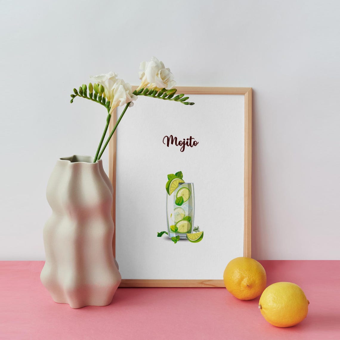 Classic Mojito Lime Mint Cocktail Illustration Kitchen Decor Poster - Image 3