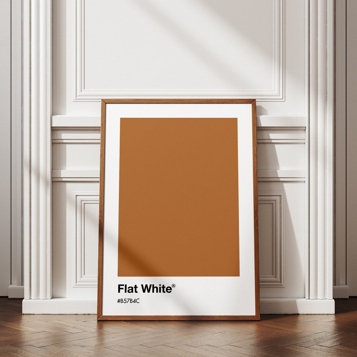 Flat White Brown Pantone Style Color Block Minimalist Art Print