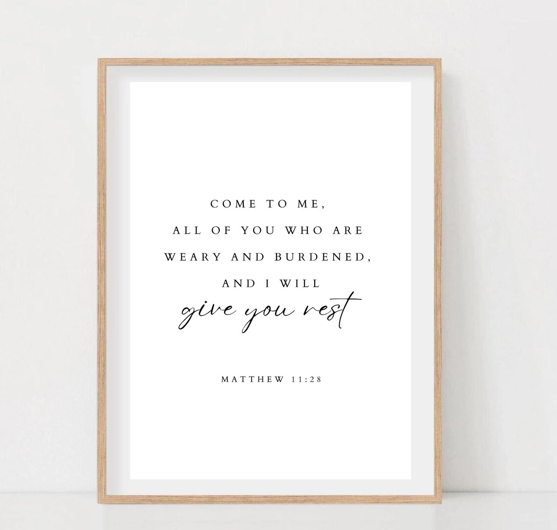 Matthew 11:28 Scripture Print, Minimal Christian Decor - Image 2