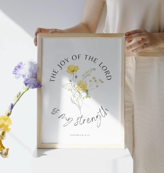 The Joy Of The Lord Is My Strength Nehemiah 810 Print Watercolor Bible Verse Wall Art Print Scripture Christian Baptism Gift