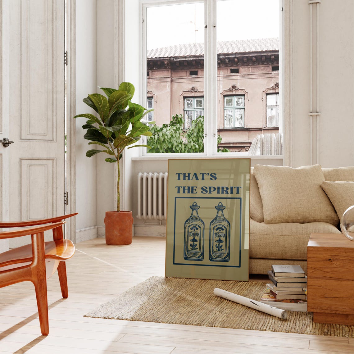Thats The Spirit Tequila Bottles Retro Bar Cart Funny Cheers Poster - Image 3
