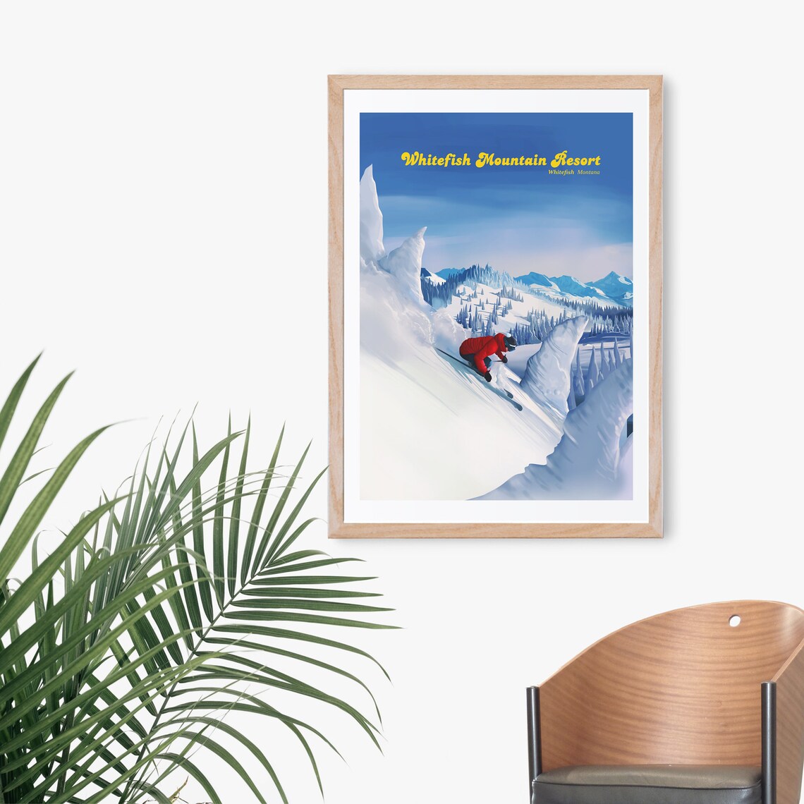 Whitefish Mountain Resort Montana USA Powder Ski Vintage Poster - Image 2