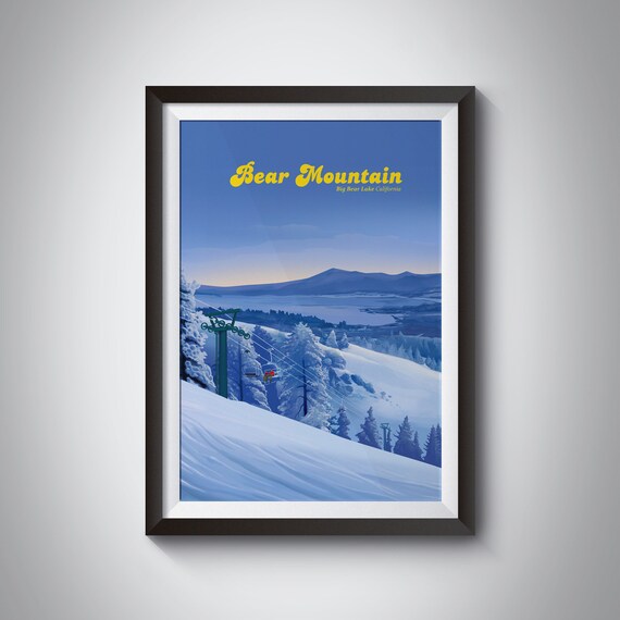 Bear Mountain Big Bear Lake California Chairlift Snowy Pines Ski Poster