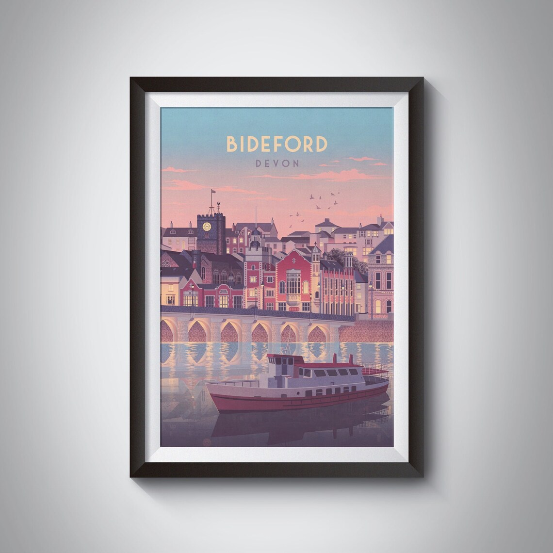 Bideford Devon Seaside Travel Poster, North Devon