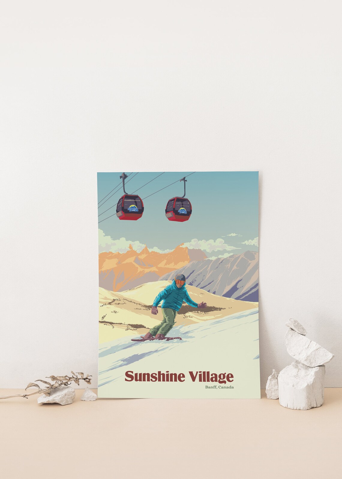 Sunshine Village Snowboarding Travel Poster, Banff - Image 4