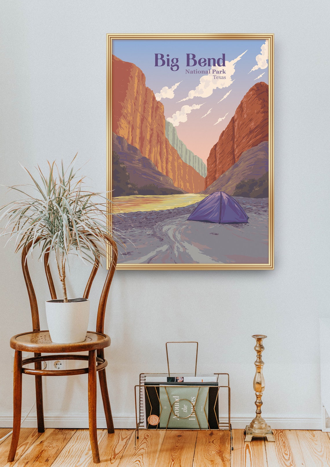 Big Bend National Park Texas Canyon Camp Tent River Dusk Poster - Image 2