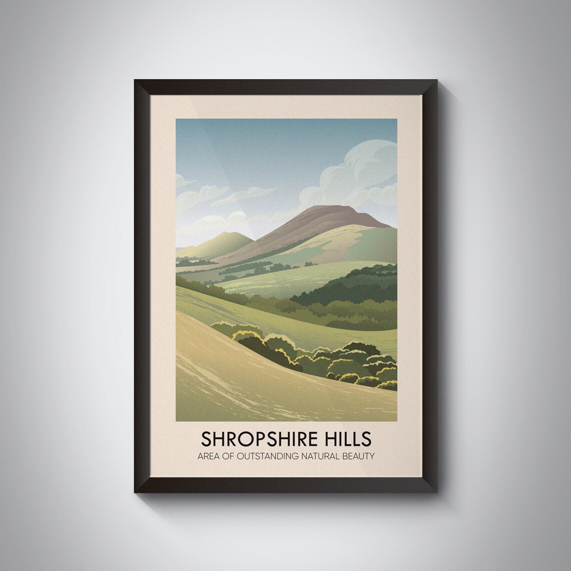 Shropshire Hills AONB Vintage Travel Poster, Shrewsbury