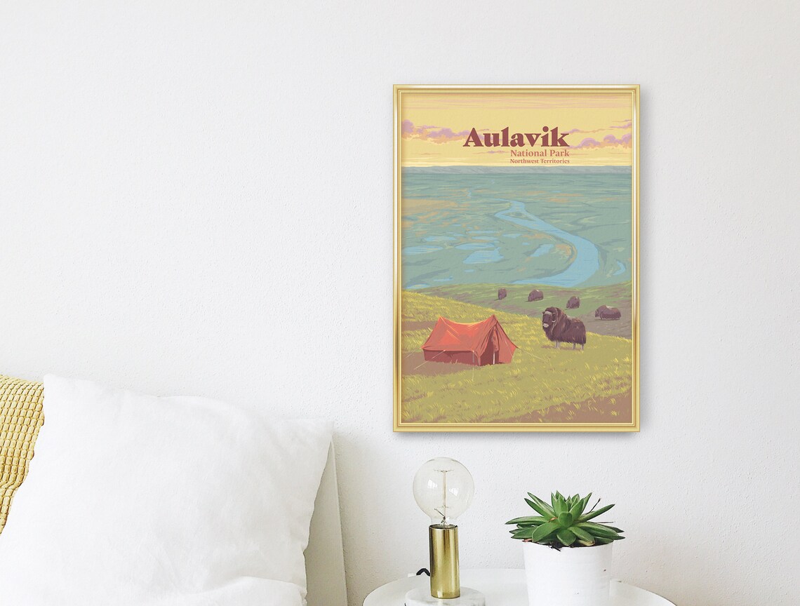 Aulavik National Park Musk Ox Arctic Tundra Camping Travel Poster - Image 3