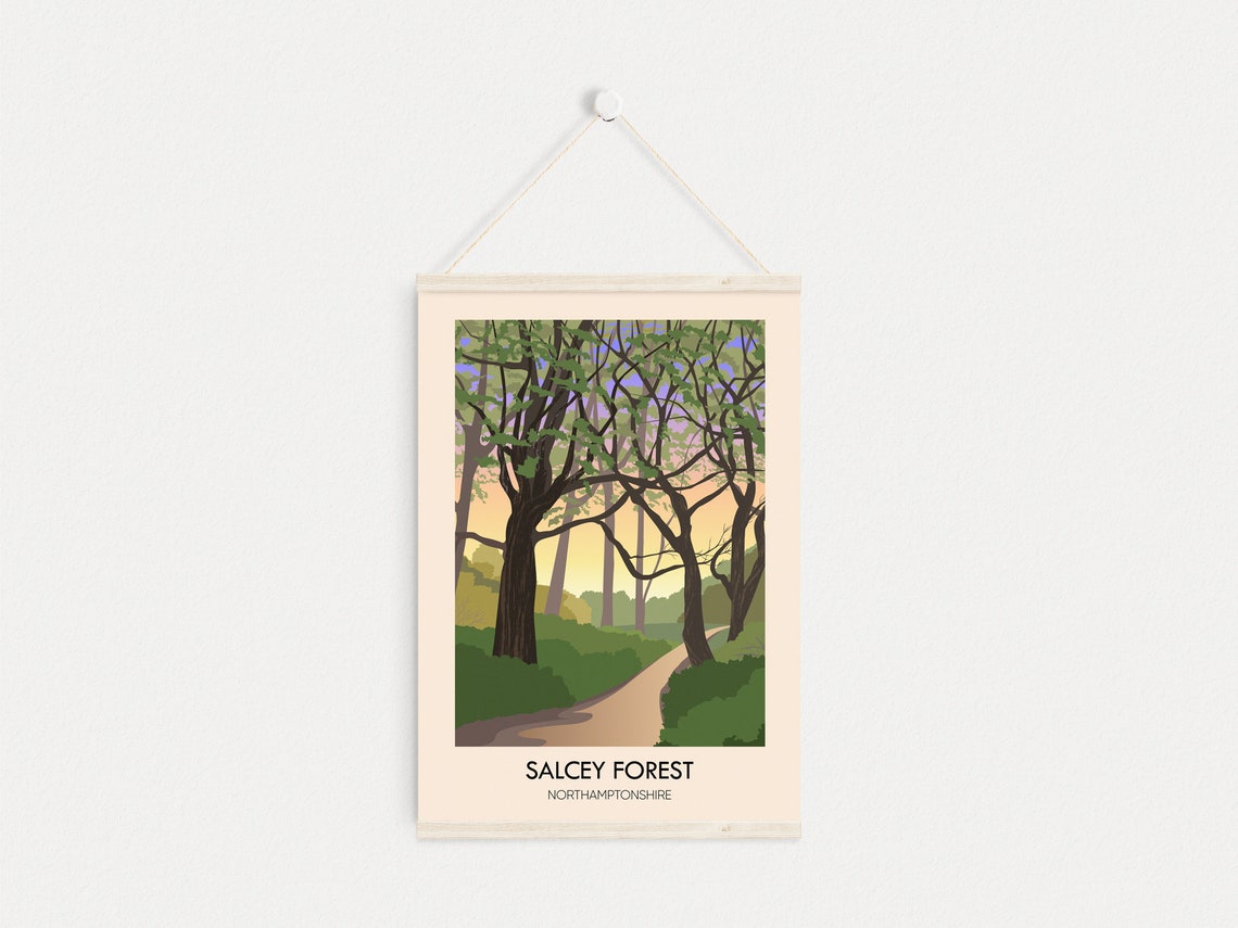 Salcey Forest Travel Poster Northamptonshire Northampton Travel Print Newport Pagnell National Park Poster Hiking Cycling Wall Art - Image 2