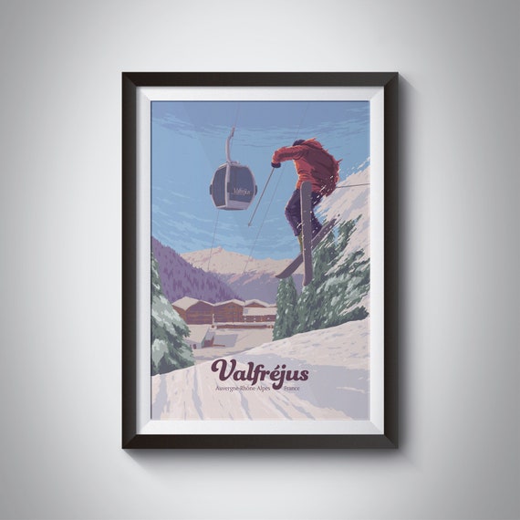 Valfrejus Ski Resort Poster Savoie Mont Blanc France La Norma Modane Snowboarding French Alps Maurienne Vintage Ski Print Wall Art