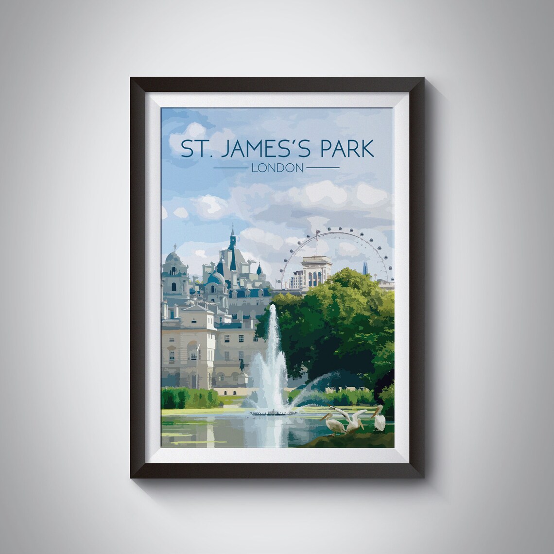 St James's Park London Retro Travel Poster