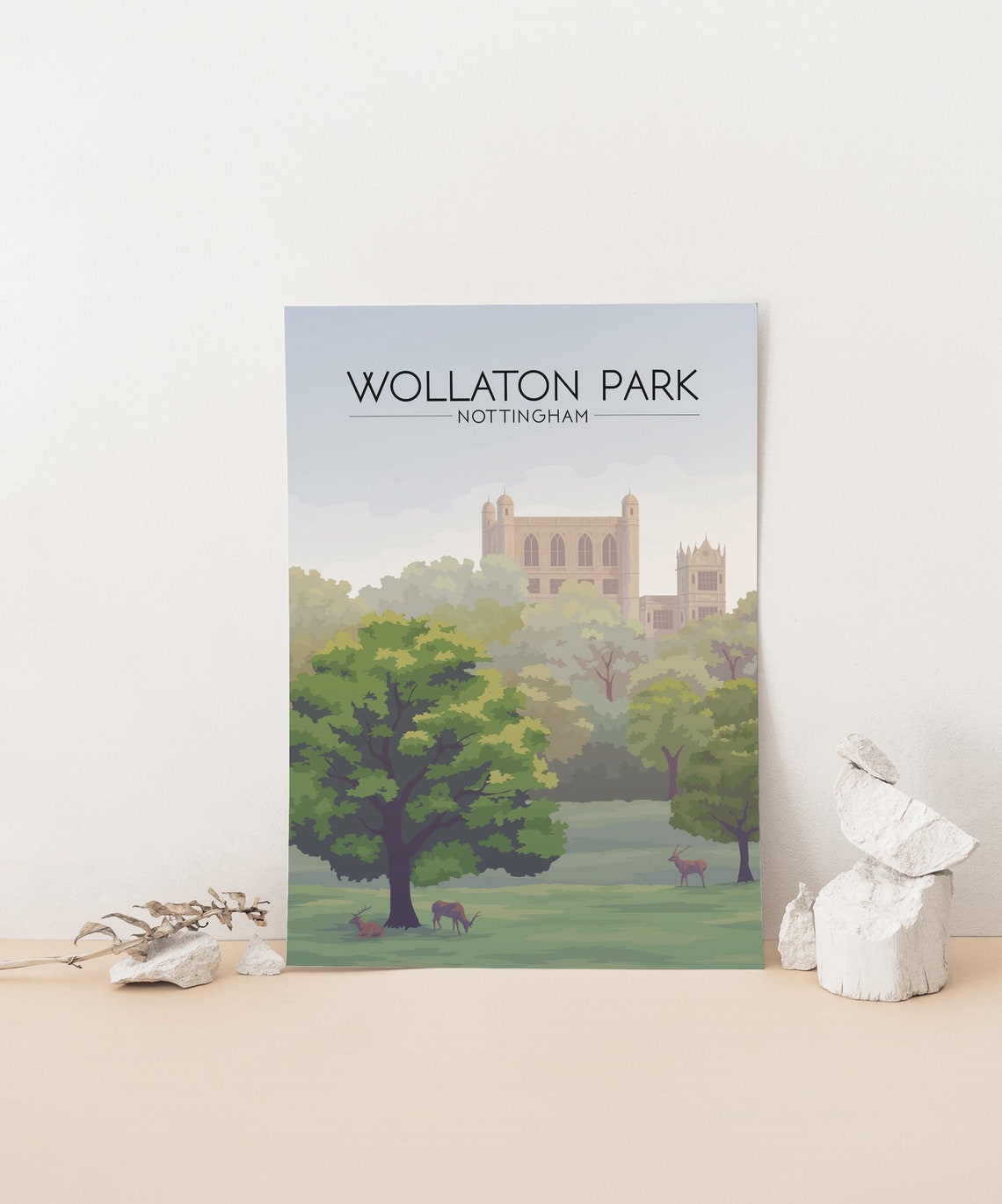 Wollaton Park Nottingham Deer Grazing Under Great Oak Poster - Image 4
