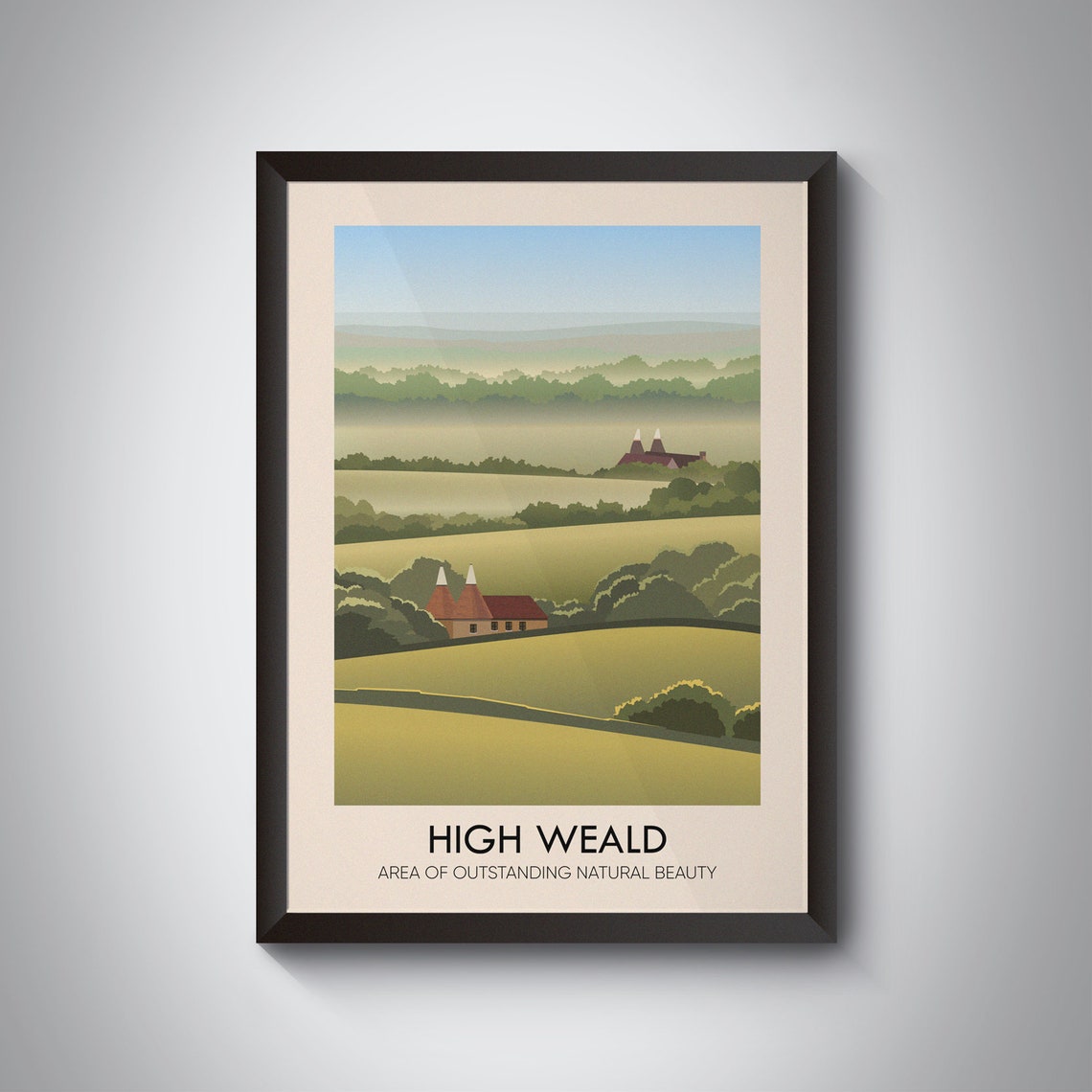 High Weald AONB Vintage Travel Poster