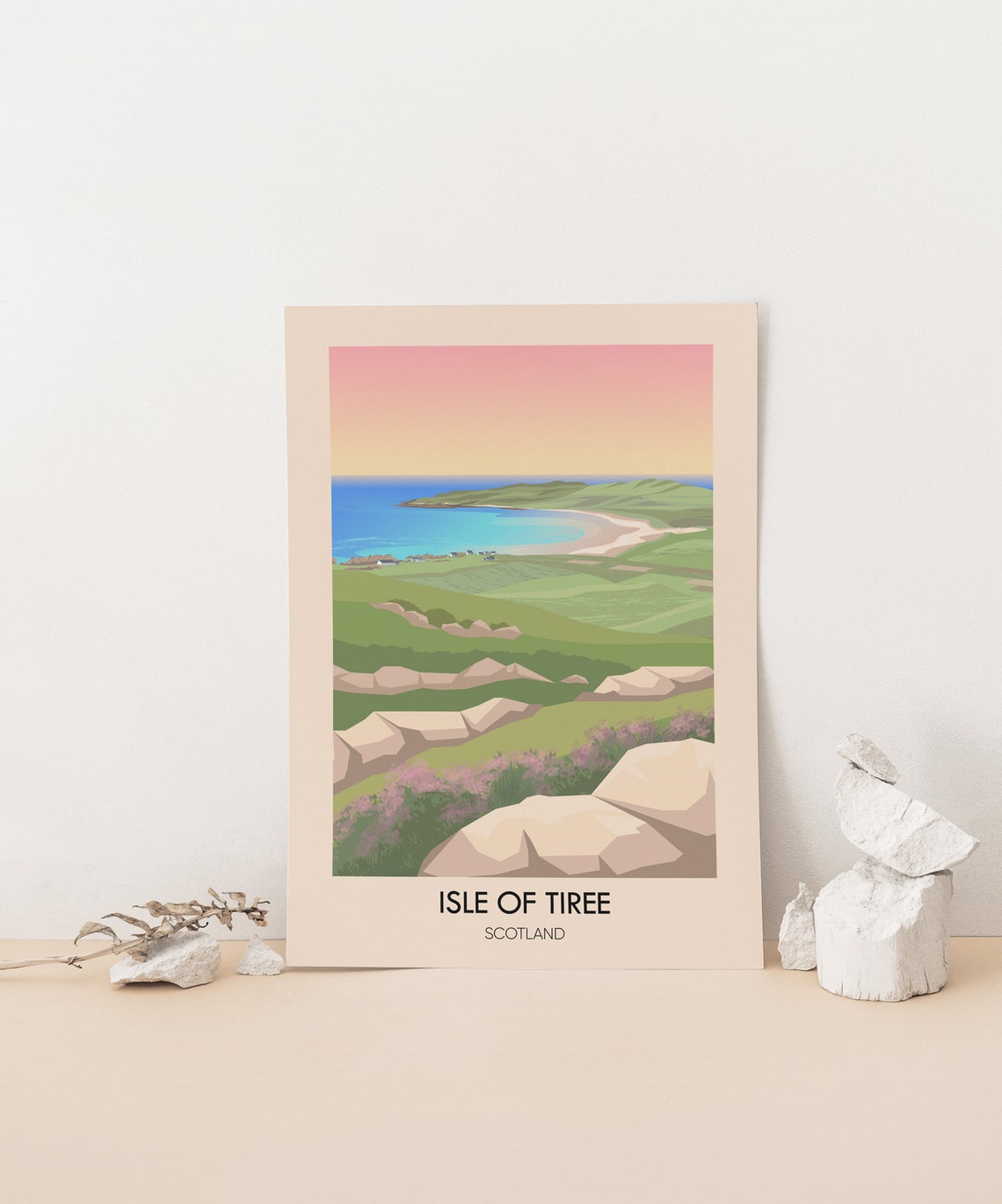 Isle Of Tiree Poster Western Scotland Uk Inner Hebrides Ardnamurchan Vintage Travel Print Traigh Bhi Balephuil Bay Scottish Island - Image 4