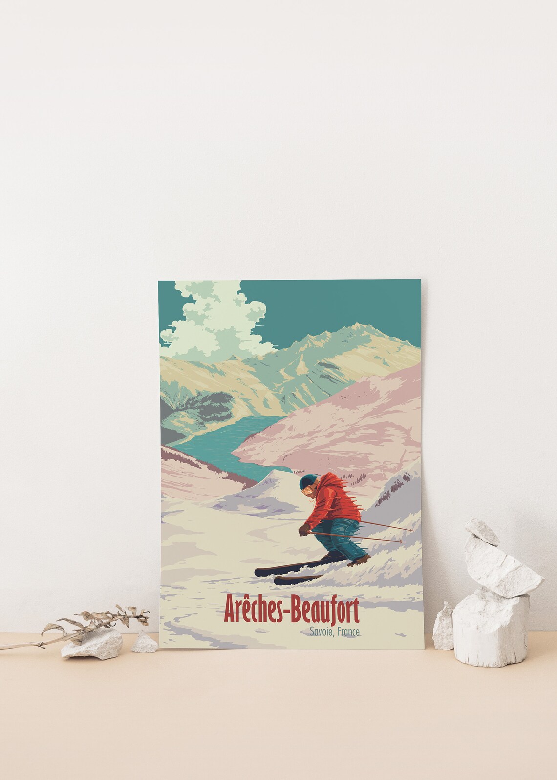 Arêches Beaufort French Alps Vintage Ski Resort Travel Poster - Image 4