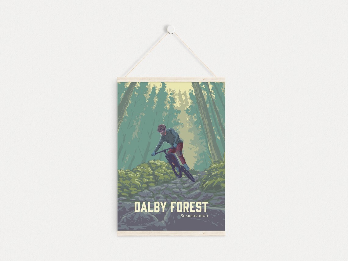 Dalby Forest Mountain Biking Poster, Vintage Travel Print - Image 4