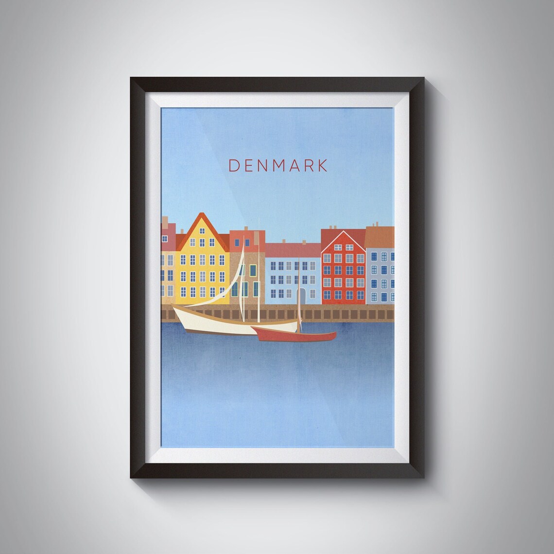 Denmark Copenhagen Nyhavn Harbour Colourful Houses Boats Poster