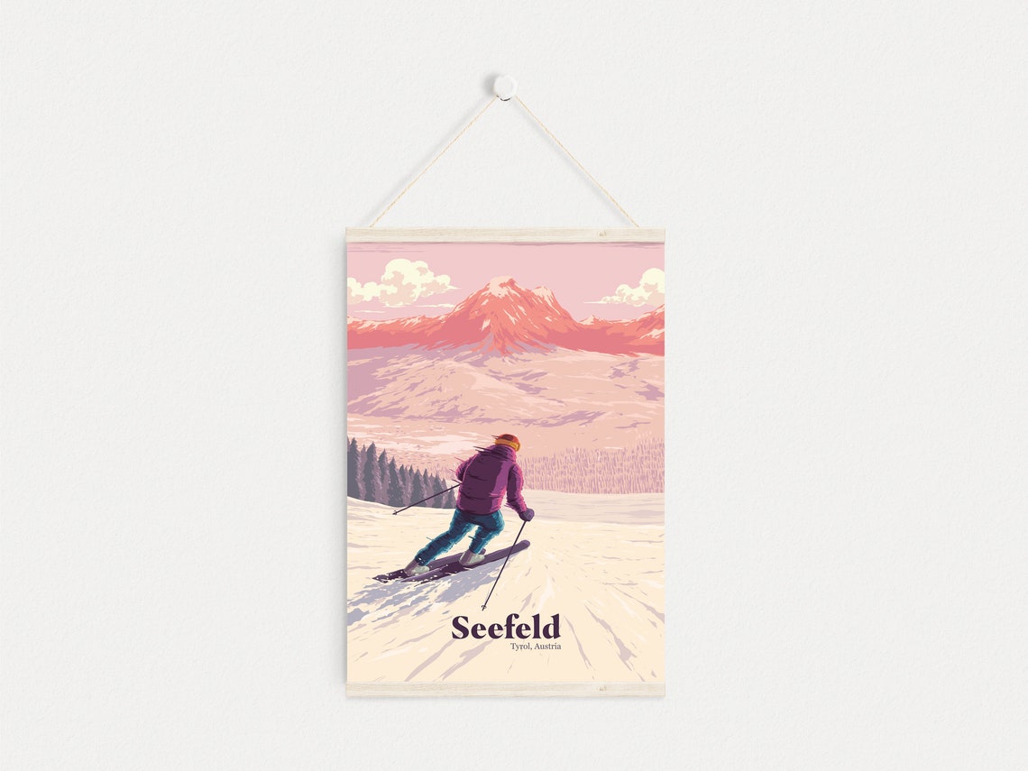 Seefeld Tyrol Austria Skier on Sunny Mountain Slope Vintage Poster - Image 4